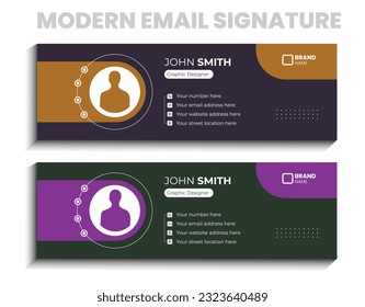 Modern and clean email signature design template. corporate social media cover design vector template with 2 color