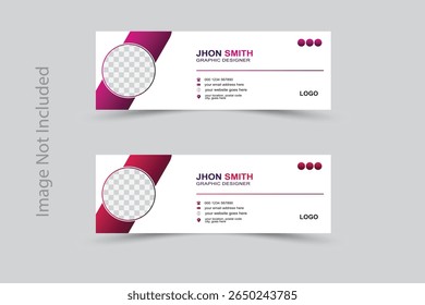 Modelo moderno e limpo de assinatura de e-mail para marcas pessoais ou corporativas. Perfeito para profissionais, freelancers e empresas. Totalmente editável, pronto para impressão e em camadas para facilitar a personalização.