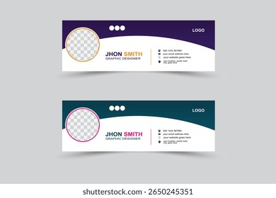 Modern and clean email signature template for personal or corporate branding. Perfect for professionals, freelancers, and businesses. Fully editable, print-ready, and layered for easy customization.