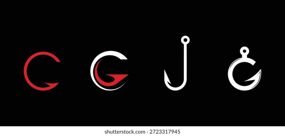 Conjunto de logotipo de gancho de pescado limpio moderno para pesca, marina y marca al aire libre