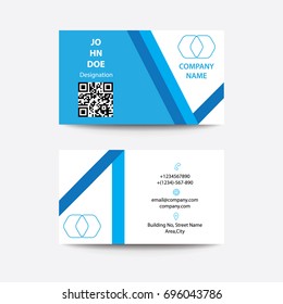 Modern Clean Flat Design Blue White Color Business Visiting Card