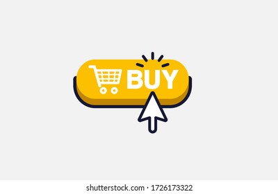 
Modern, clean and flat design of buy button with mouse click symbol. Vector illustration.