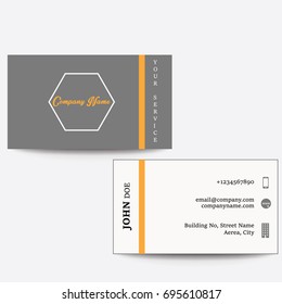 Modern Clean Flat Design Grey Orange Color Business Visiting Card