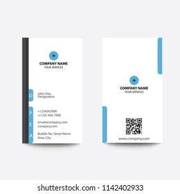 Modern Clean Flat Style Blue Business Card