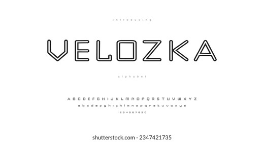 Modern Clean Futuristic Modern Sci-Fi Outline Font Alphabet Typeface Typography