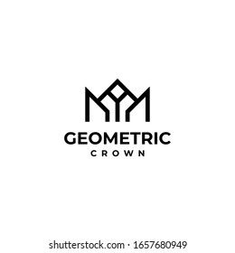 Modern, clean and geometric logo design of crown with white background - EPS10 - Vector.