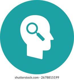 Eine moderne, saubere Grafik, die intelligente Suchfunktionen darstellt, möglicherweise eine Lupe, die mit einem Gehirn oder Datenelementen integriert ist, ideal für digitale Schnittstellen.