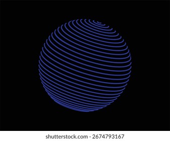 A modern and clean icon featuring a blue striped sphere on a dark background, perfect for tech, AI, finance, and business branding.