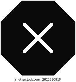 Modern clean icon featuring crossed white lines inside geometric octagonal shape for design projects