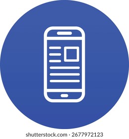 Um ícone moderno e limpo que representa um jornal online, apresentando um jornal estilizado dobrado com um elemento digital ou integração de tela. Ideal para mídia digital.