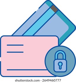 Um ícone moderno e limpo que representa pagamento seguro, com elementos como um cadeado ou escudo, adequado para aplicações financeiras e de comércio eletrônico.