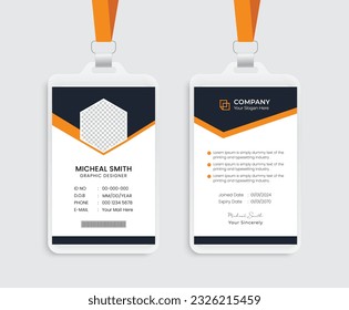 Modern Clean ID Card Template. Corporate ID card design template. Company employee id card template.