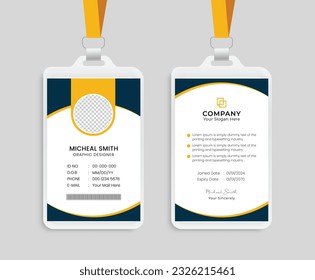 Modern Clean ID Card Template. Corporate ID card design template. Company employee id card template.