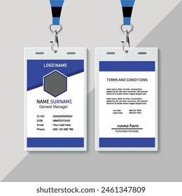 Plantilla de tarjeta de identificación limpia moderna. Plantilla Corporativa de diseño de tarjeta de identificación. Plantilla de tarjeta de identificación de empleado de empresa.