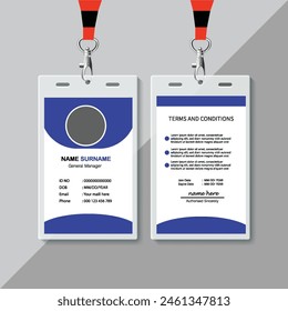 Modern Clean ID Card Template. Corporate ID card design template. Company employee id card template.