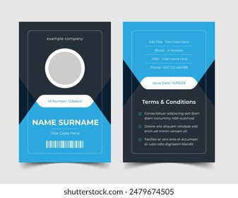 Modern Clean ID Card Template, Employee Id card, Identity Card Template Vector