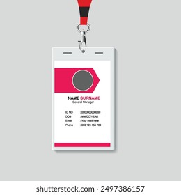 Moderna Plantilla de tarjeta de identificación limpia. Plantilla de diseño de tarjeta de identificación Corporativa. Plantilla de la tarjeta de identificación del empleado de la empresa