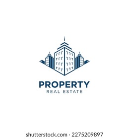 Modern and clean illustration of property, home, house, real estate or building. Residence logo template. Construction logo design