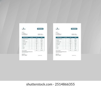 Modern clean invoice design template
