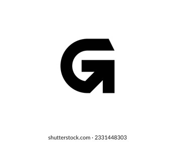 letra moderna y limpia G con diseño de logotipo de flecha