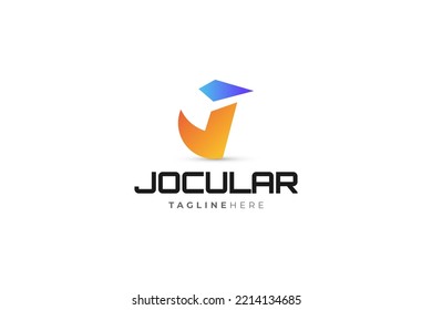 Modern and Clean Letter J Logo Design with Blue and Orange Gradient Combination. Suitable for Business or Technology Logo