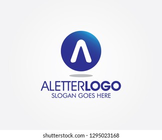 Modern and clean A Letter logo template in round blue shape. Easy to edit and change color.
