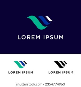Modern and clean letter W logo with blue color, vector