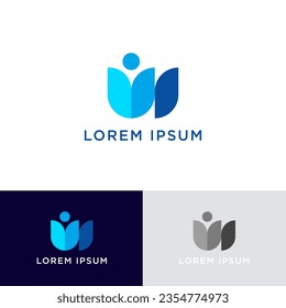 Modern and clean letter W logo with blue color, vector