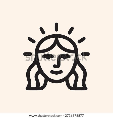 Modern and clean line art illustration of a serene woman's head with a glowing aura. Represents positivity, mental health, and spiritual well-being.