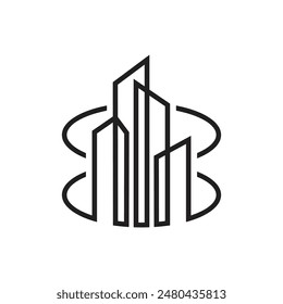 modern clean line art Real estate buldings logo design with a simple shape logo template.eps