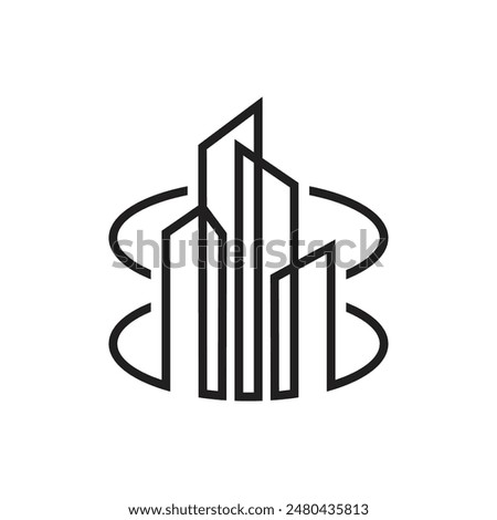 modern clean line art Real estate buldings logo design with a simple shape logo template.eps