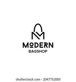 Modern and clean logo about bagshop and letter m, ecommerce.
EPS 10, Vector.