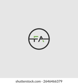 A modern and clean logo design featuring the initial letters 'FA' stylishly arranged within a circular frame. The green letter 'A' adds a touch of color, making it suitable for diverse branding 