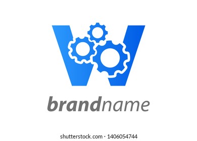 Modern and Clean logo design Letter W combine with Gear.