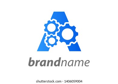 Modern and Clean logo design Letter A combine with Gear.