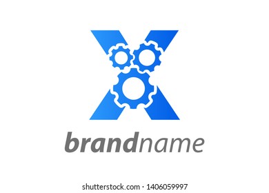 Modern and Clean logo design Letter X combine with Gear.