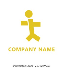 A modern and clean logo featuring a stylized human figure in a vibrant yellow color