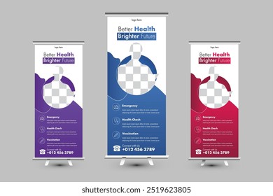 Modern and clean medial roll up banner design template