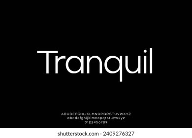 Modern clean minimalist alphabet display font vector Tranquil typography style