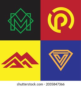modern clean minimalist monogram logo letters M, P, v and MMA