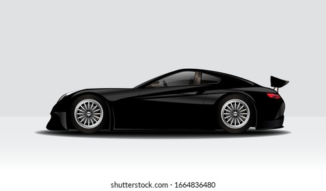 Modern clean minimalist racing, sports car mock up design,  isolated on a white background vector illustration