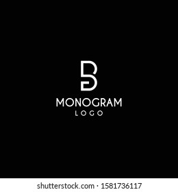 Modern and clean monogram logo design of letter B on black background colours - EPS10 - Vector.