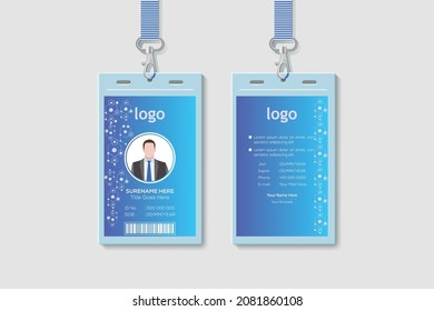 Modern And Clean Office Vertical Double-sided ID Card Design Template. Flat Identity Card Design Vector Illustration