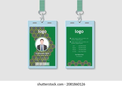 Modern And Clean Office Vertical Double-sided ID Card Design Template. Flat Identity Card Design Vector Illustration