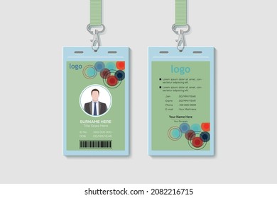 Modern And Clean Office Vertical Double-sided ID Card Design Template. Flat Identity Card Design Vector Illustration
