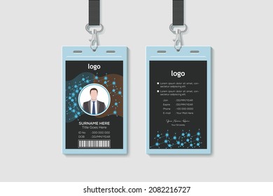 Modern And Clean Office Vertical Double-sided ID Card Design Template. Flat Identity Card Design Vector Illustration