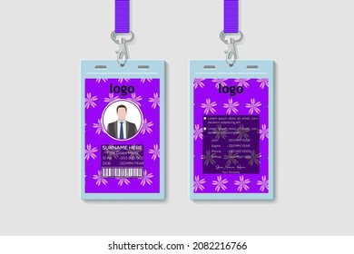 Modern And Clean Office Vertical Double-sided ID Card Design Template. Flat Identity Card Design Vector Illustration