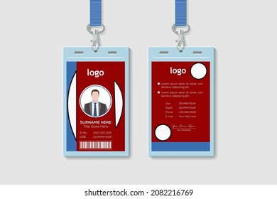 Modern And Clean Office Vertical Double-sided ID Card Design Template. Flat Identity Card Design Vector Illustration