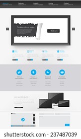 Modern Clean One page website design template. All in one set for website design that includes one page website template.