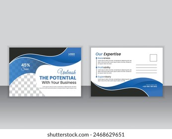 Modern clean professional business post card design template 